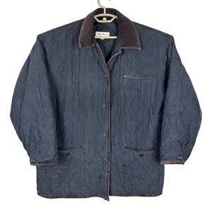 VINTAGE Quilted Barn Chore Coat Jacket corduroy collar silk Large 188 West